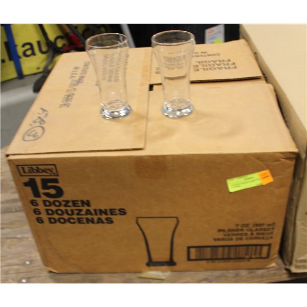 CASE OF 6 DOZEN LIBBEY PILSNER GLASSES