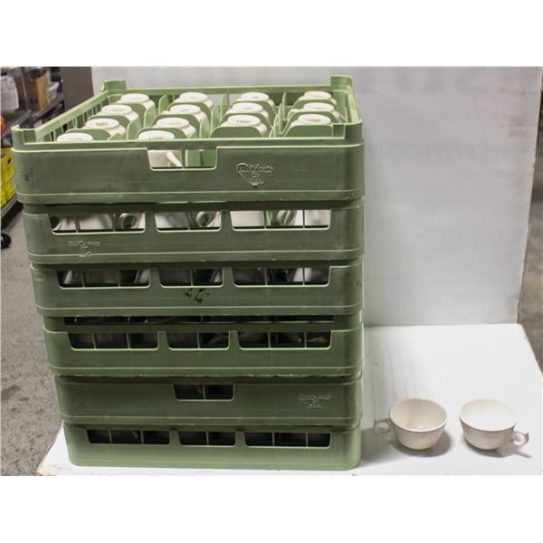 LOT OF 6 DISH TRAYS /W COFFEE MUGS