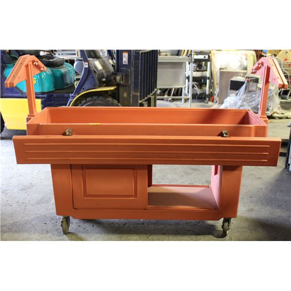 CAMBRO BUFFET TABLE ON CASTORS W/ UNDER STORAGE