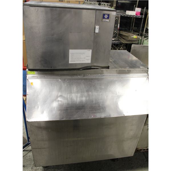 MANITOWOC ICE MAKER WITH BIN ON CASTORS