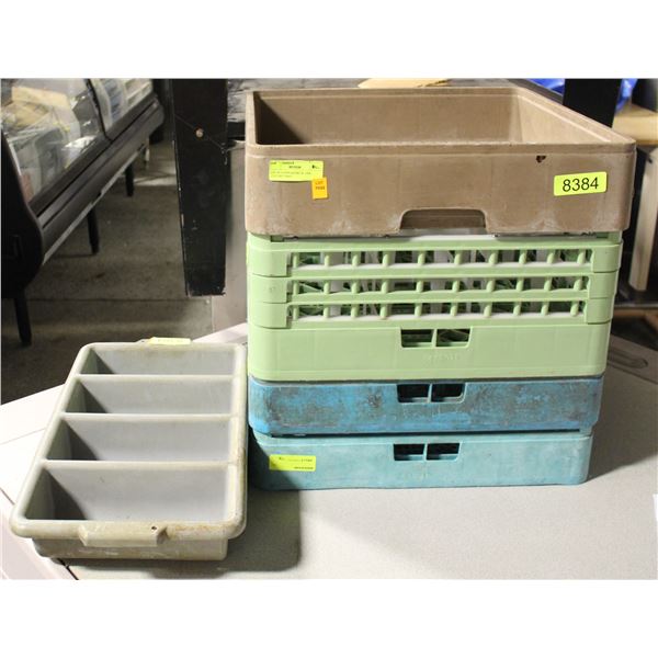 LOT OF 4 DISH RACKS W/ ONE CUTLERY TRAY