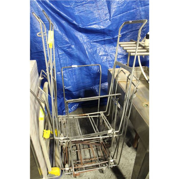 LOT OF 5 METAL HAMPER CARTS ON CASTORS