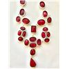 Image 2 : 21" Natural 25 Stone Red Ruby Sterling Silver Necklace Approx 250 Carats