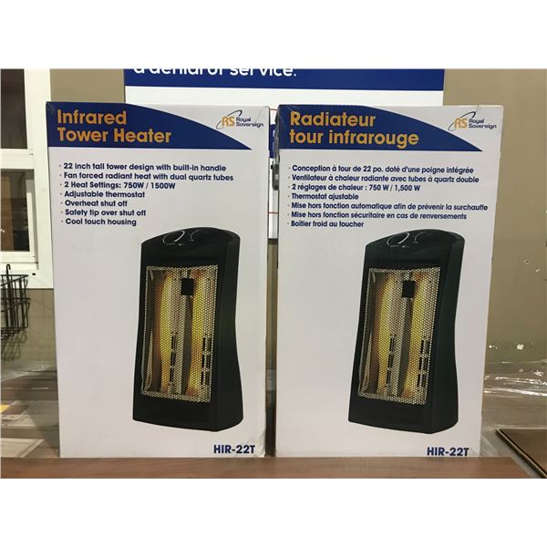 PAIR OF ROYAL SOVEREIGN 22" INFRARED HIR-22T TOWER HEATER IN BOX