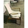 Image 2 : NUEVO MODERN CREAM FABRIC WALNUT FRAMED ACCENT ARM CHAIR