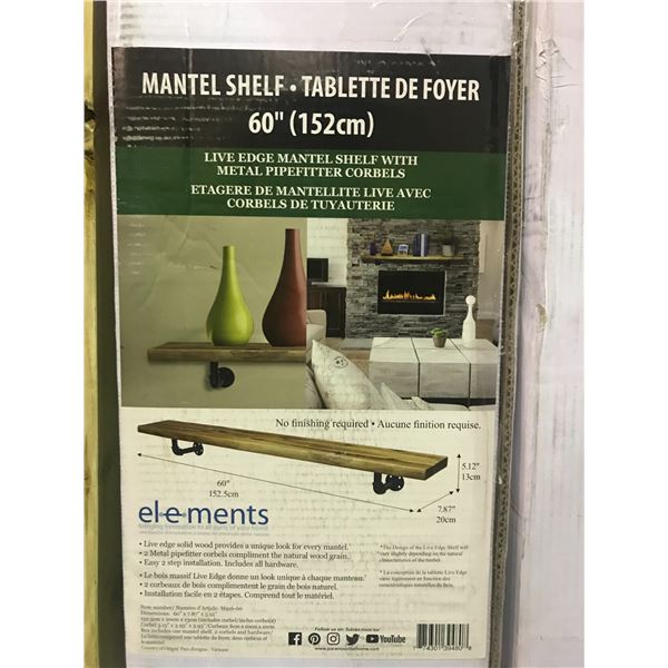 5 ASSORTED ELEMENTS 60" DECORATIVE MANTEL SHELVES