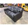 Image 2 : LEATHER LOVESEAT HIDEABED, QUEEN SIZE MATTRESS (SLIGHTLY USED)