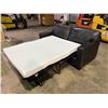 Image 3 : LEATHER LOVESEAT HIDEABED, QUEEN SIZE MATTRESS (SLIGHTLY USED)