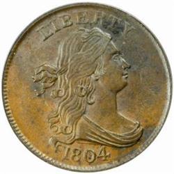 1804 Half Cent. MS63 BN (PCGS).