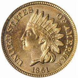 1861 Indian Cent. MS67 (PCGS).