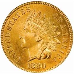 1880 Indian Cent. MS66 RB (PCGS).
