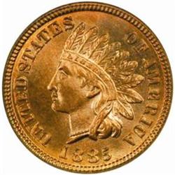 1885 Indian Cent. MS66 RB (NGC).