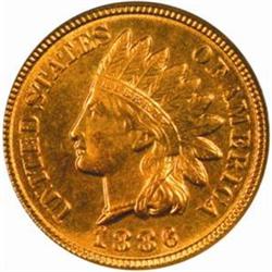 1886 Indian Cent. Type II. MS65 RD (NGC).