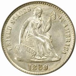 1869-S Seated Liberty H10C. MS64 (PCGS).