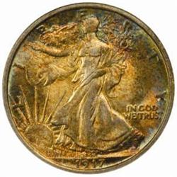 1917-D Walking Liberty 50C. Rev. MM. MS64 (NGC).
