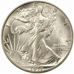 1917-S Walking Liberty 50C. Obv MM. MS64 (PCGS).