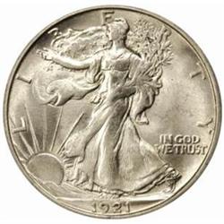 1921-D Walking Liberty 50C MS64 PCGS. CAC