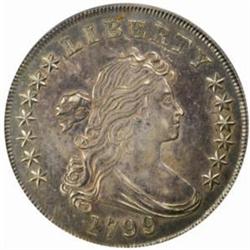 1799/8 Draped Bust $1.13-Stars Reverse. AU58 PCGS