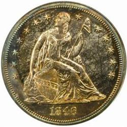 1846 Seated Liberty Silver Dollar. PR63 (NGC)