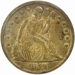 1852 Seated Liberty Silver Dollar. AU58 (NGC).
