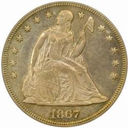 1867 Seated Liberty $1. MS63 (PCGS). CAC.