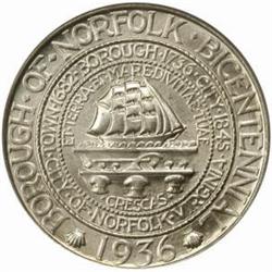 1936 Norfolk Bicentennial. MS67 (PCGS).