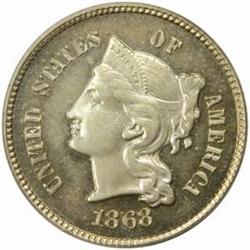 1868 Pattern Three-Cent Piece. Judd-618 PR65 PCGS