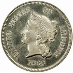 1869 Pattern Five-Cent Piece. PR63 (PCGS). OGH.