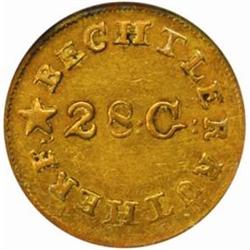 Undated Bechtler. $1 Gold. AU55 NGC. CAC