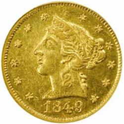 1849 Moffat & Co. $5 Gold. MS62 (PCGS).