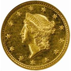 1849 G$1. Open Wreath, With L. MS64 (NGC). OH.