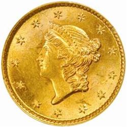 1854 G$1. Type I. MS64 (PCGS). CAC. OGH.