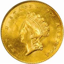 1854 G$1. Type II. MS66 (PCGS). CAC. OGH