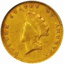 1855-C G$1. Winter 9K only known dies. AU55 (NGC)