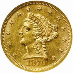 1870-S Liberty $2.5. AU58 (NGC).