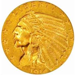 1914-D Indian $2.5. MS63 (PCGS).