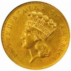 1856-S Three-Dollar Gold Piece. AU58 (NGC).