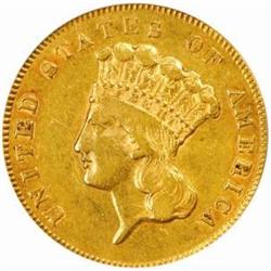 1856-S Three-Dollar Gold Piece. EF-40 (PCGS).