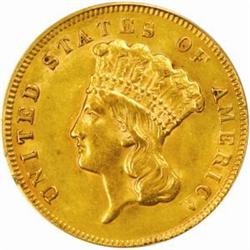 1878 Three-Dollar Gold Piece. AU58 (PCGS).