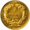 Image 2 : 1881 Three-Dollar Gold Piece. AU58 (NGC). CAC.