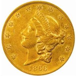 1866-S Liberty Double Eagle. No Motto AU53 (PCGS)
