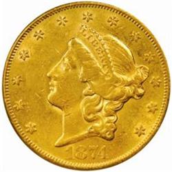 1874-CC Liberty $20. Winter 1-A. AU50 (PCGS).