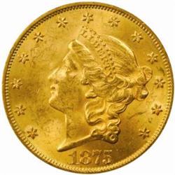 1875 Liberty Double Eagle. MS63 (PCGS).
