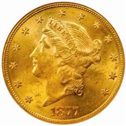 1877 Liberty Double Eagle. MS61 (NGC).