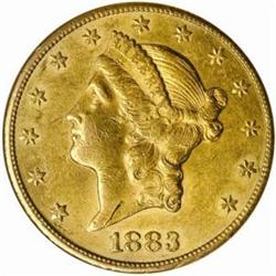 1883-CC Liberty $20. AU55 Details-Scratched ANACS