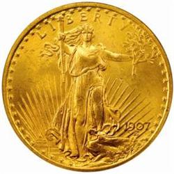 1907 Saint-Gaudens $20. Arabic Numerals MS65 PCGS