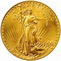 1908-D Saint-Gaudens $20. Motto. MS65 (PCGS).