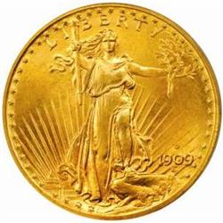 1909-D Saint-Gaudens Double Eagle. MS66 (PCGS).