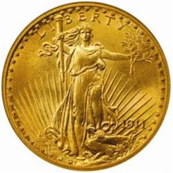1911 Saint-Gaudens Double Eagle. MS64 (NGC).