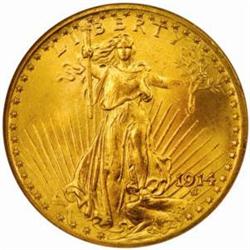 1914 Saint-Gaudens Double Eagle. MS65 (NGC).